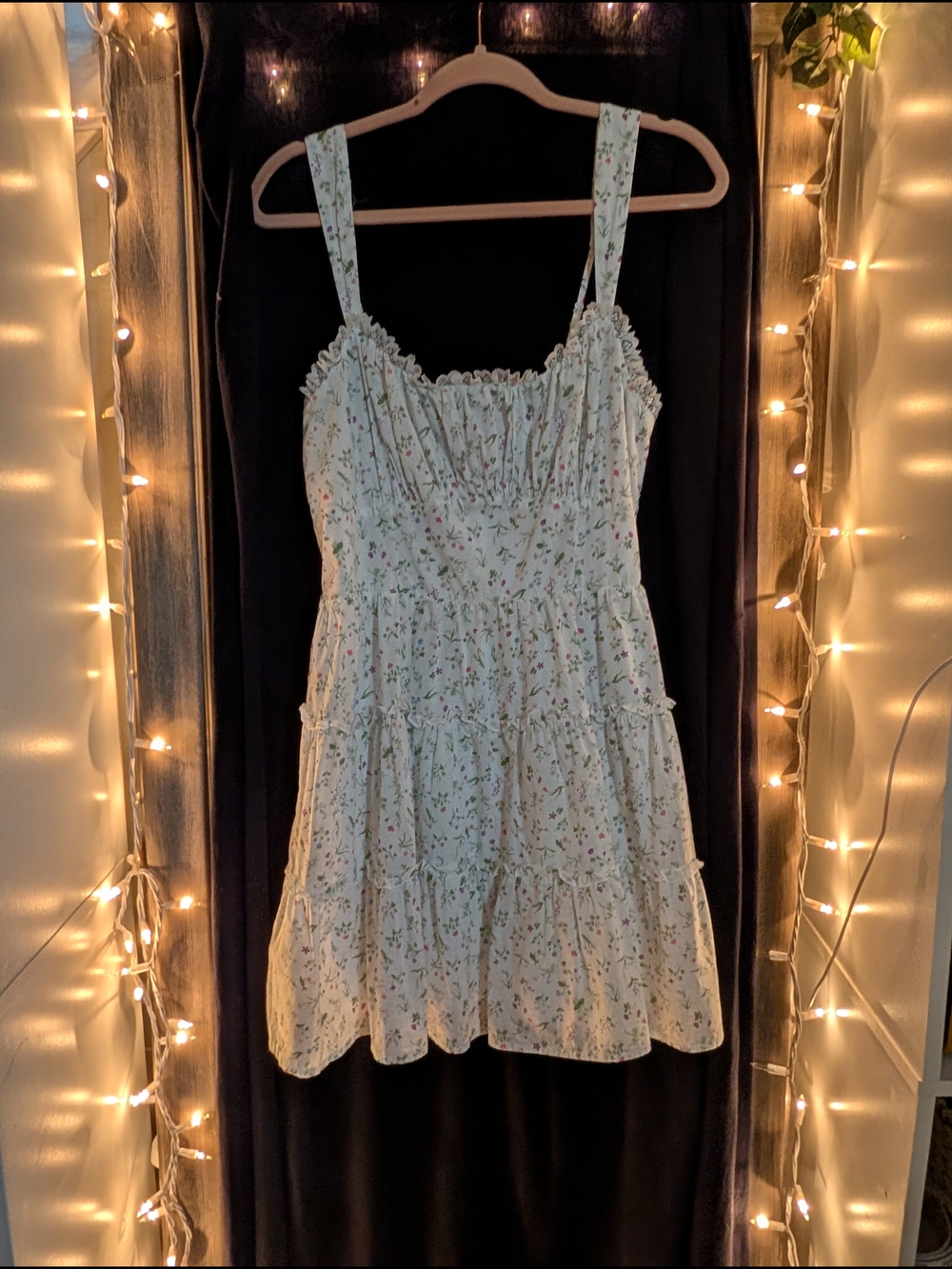 Altar'd State Light Blue Floral Ruffle Sundress Chemise